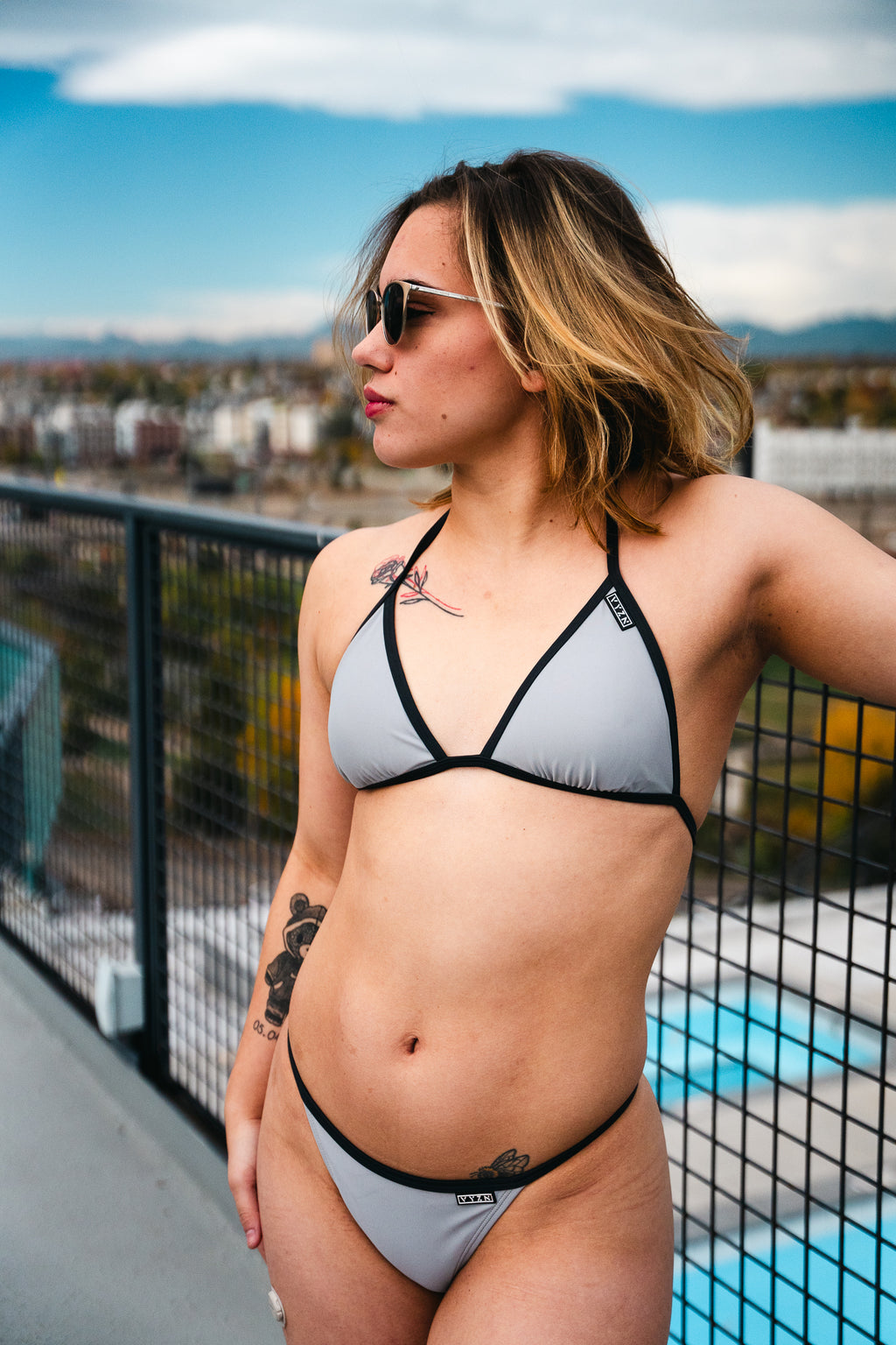 Women’s Triangle Bikini Top – Stone Gray